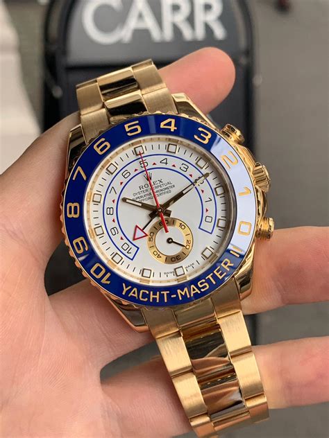 yellow gold iced out rolex yacht master ii|Rolex Yacht-Master gold price.